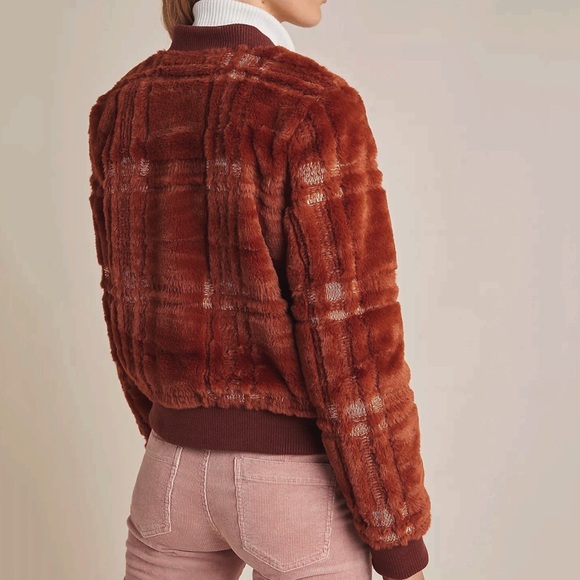 Anthropologie Plaid Teddy Bomber Jacket - Picture 4 of 11
